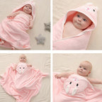 Cartoon Newborn Swaddle Wrap Coral Fleece Hooded Baby Blankets Infant Toddler Towels Kids Bathrobe Baby Shower Gift 80*80cm