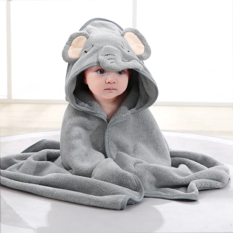 Cartoon Newborn Swaddle Wrap Coral Fleece Hooded Baby Blankets Infant Toddler Towels Kids Bathrobe Baby Shower Gift 80*80cm