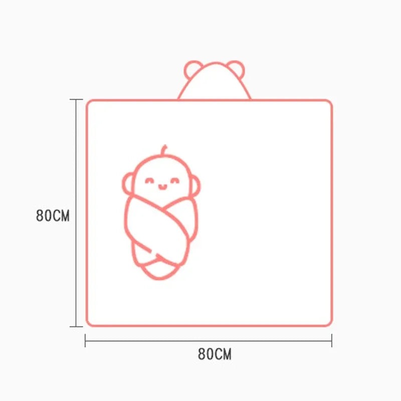 Cartoon Newborn Swaddle Wrap Coral Fleece Hooded Baby Blankets Infant Toddler Towels Kids Bathrobe Baby Shower Gift 80*80cm