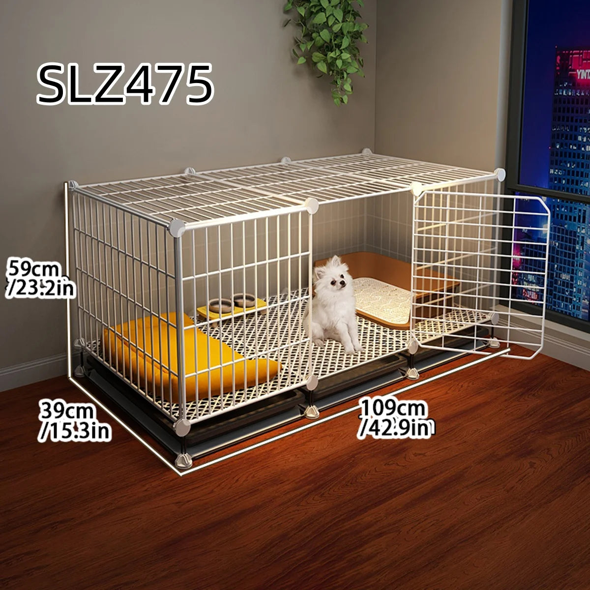 Dog Cage for Small Dogs Like Pomeranian, Teddy, Bichon, Pet Warm Winter Kennel for Medium-Sized Dogs with Separate Toilet Area