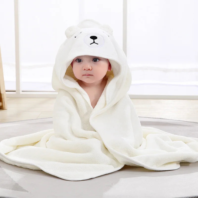 Cartoon Newborn Swaddle Wrap Coral Fleece Hooded Baby Blankets Infant Toddler Towels Kids Bathrobe Baby Shower Gift 80*80cm