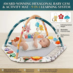 Large Baby Play Gym Mat with Sensory Toys 0-18 Months Tummy Time Activity Center with Rattles & Mirror Educational Infant Gift