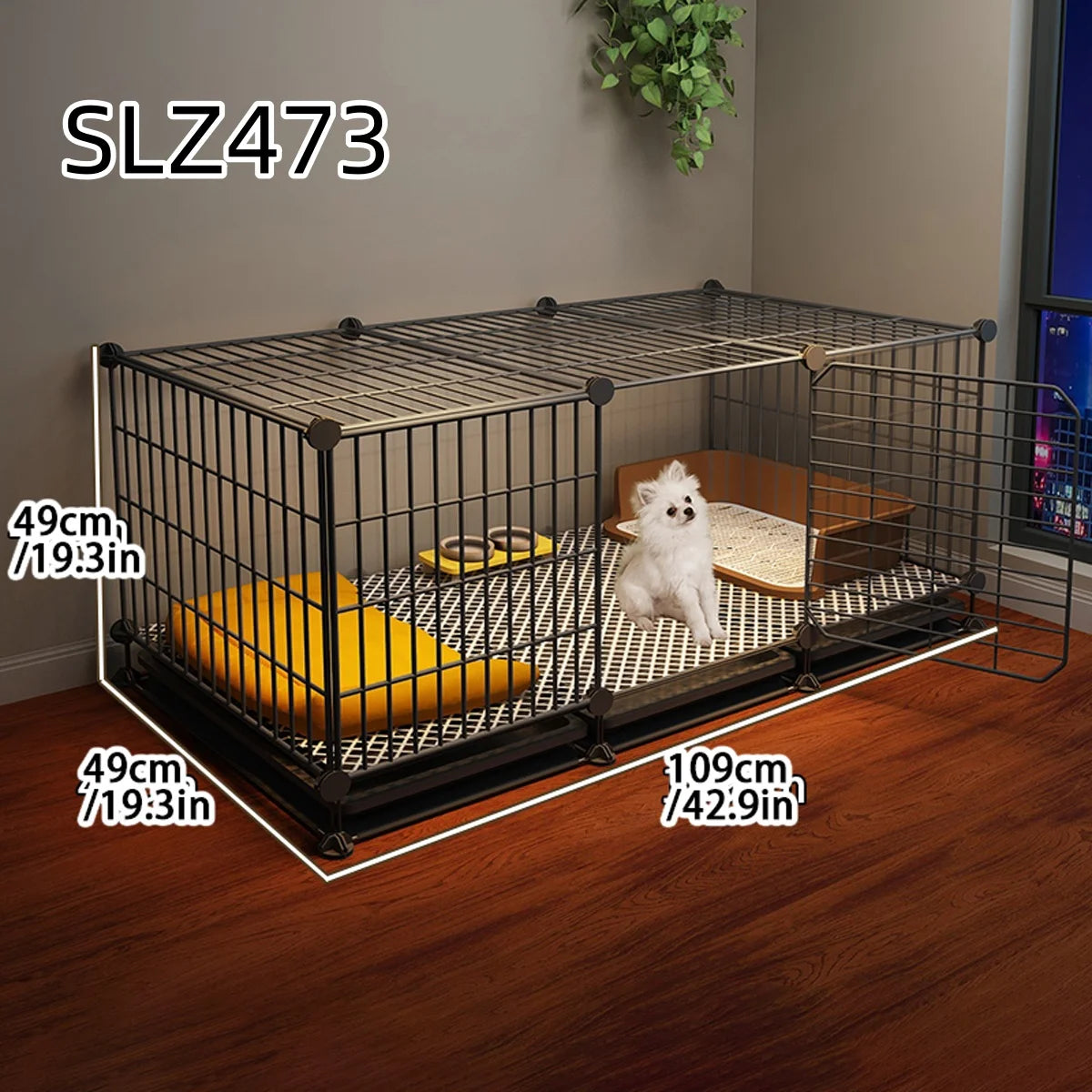 Dog Cage for Small Dogs Like Pomeranian, Teddy, Bichon, Pet Warm Winter Kennel for Medium-Sized Dogs with Separate Toilet Area