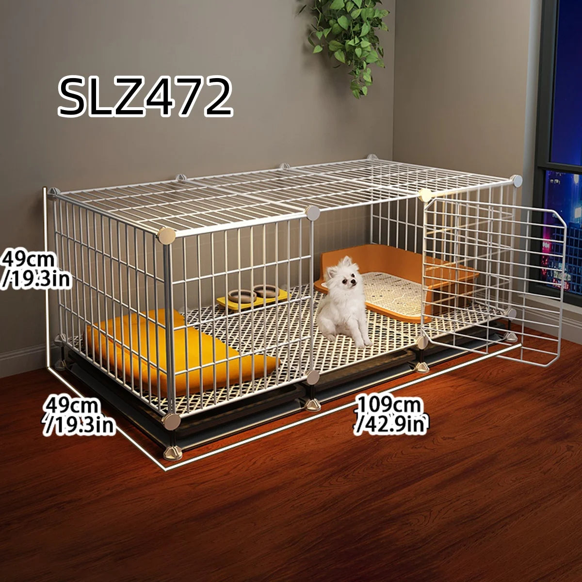 Dog Cage for Small Dogs Like Pomeranian, Teddy, Bichon, Pet Warm Winter Kennel for Medium-Sized Dogs with Separate Toilet Area