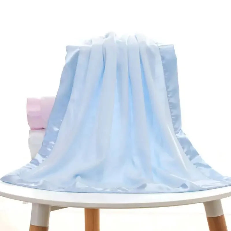 Children's Polar Fleece Solid Color Bound Blanket Satin Hand-bound Baby Blanket Baby Blanket Convenient and Practical