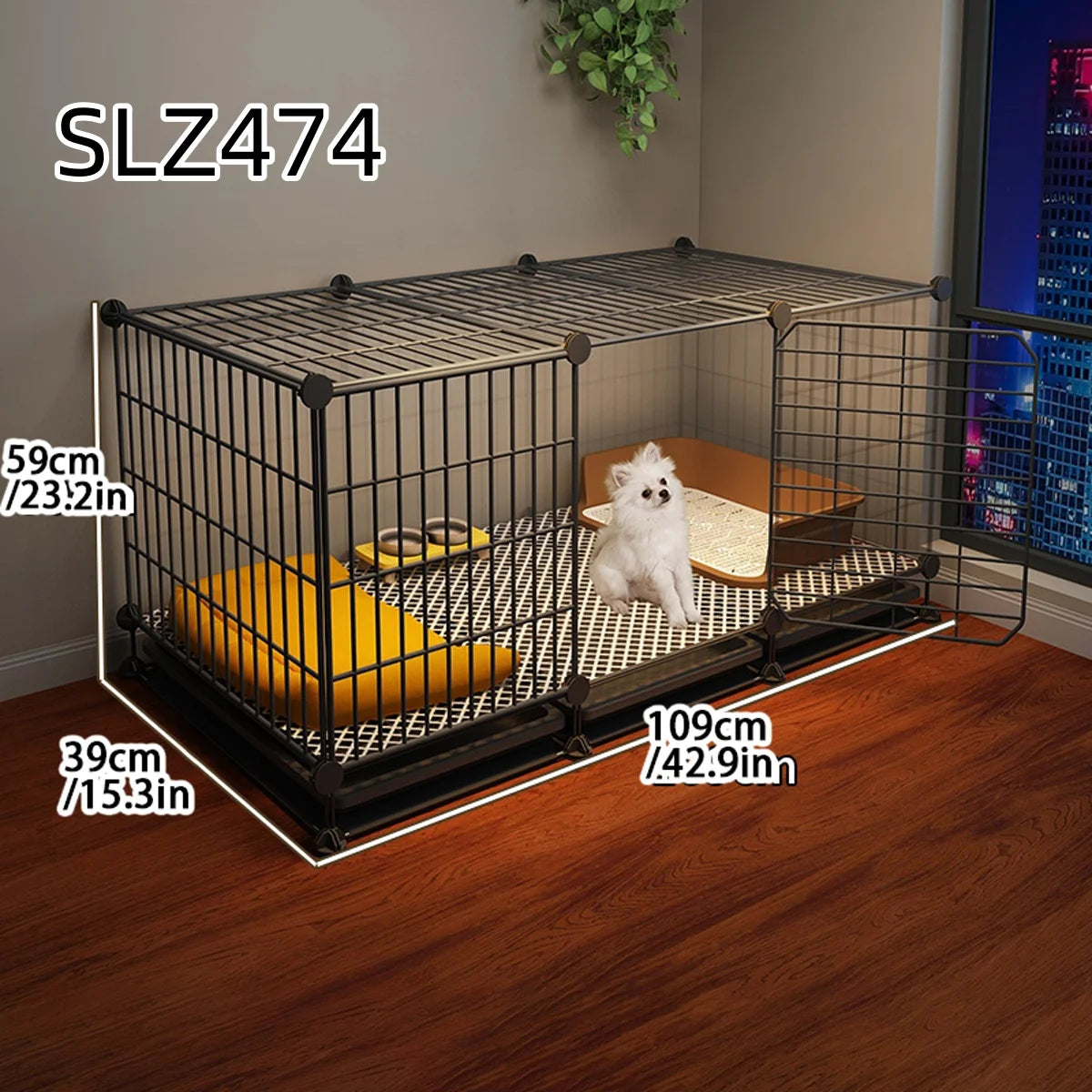 Dog Cage for Small Dogs Like Pomeranian, Teddy, Bichon, Pet Warm Winter Kennel for Medium-Sized Dogs with Separate Toilet Area