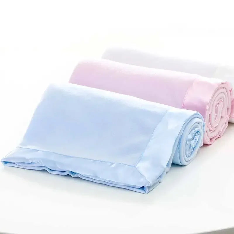Children's Polar Fleece Solid Color Bound Blanket Satin Hand-bound Baby Blanket Baby Blanket Convenient and Practical