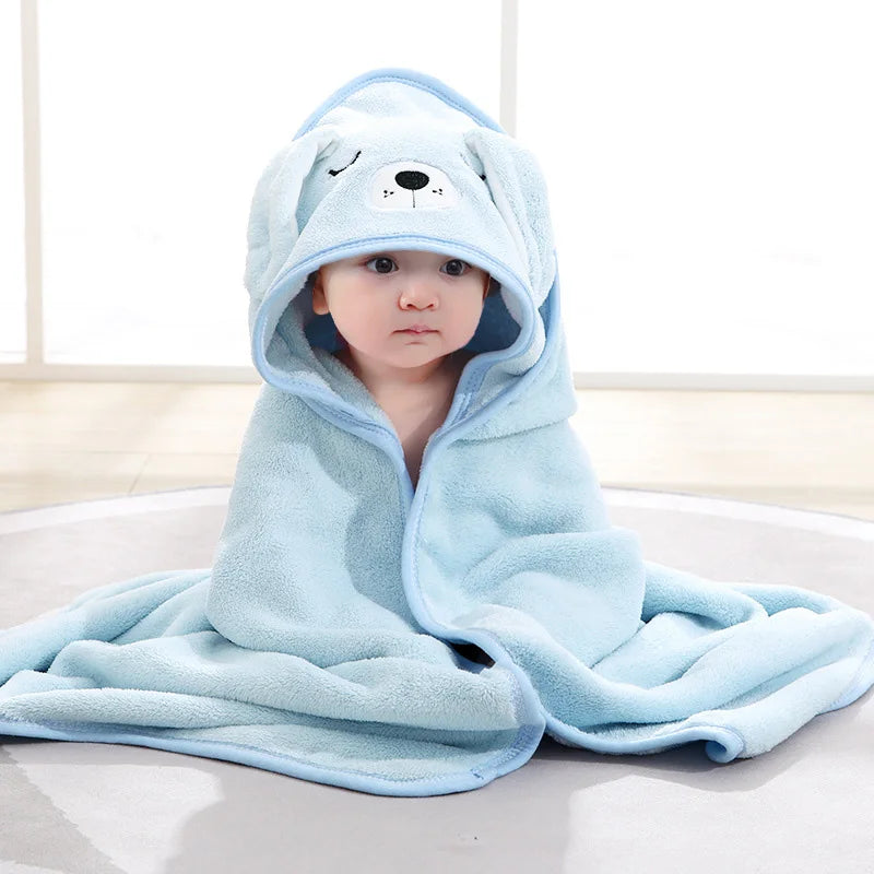 Cartoon Newborn Swaddle Wrap Coral Fleece Hooded Baby Blankets Infant Toddler Towels Kids Bathrobe Baby Shower Gift 80*80cm
