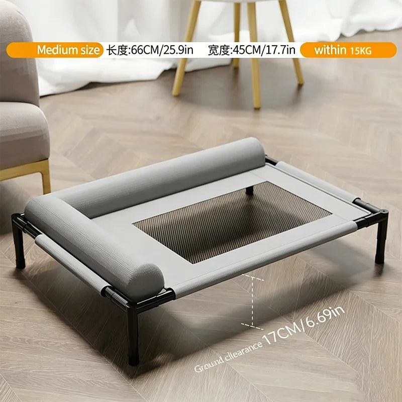 Elevated Cooling Mesh Dog Cot Breathable Moisture Resistant Bed With Pillow Four Seasons Use Indoor For Dog Cat Pet Supplies
