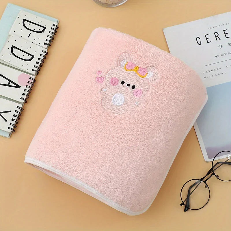 Lovely Baby Blanket for Kids Coral Fleece Super Soft with Embroideries Absorbent Baby Room Blanket Super Soft