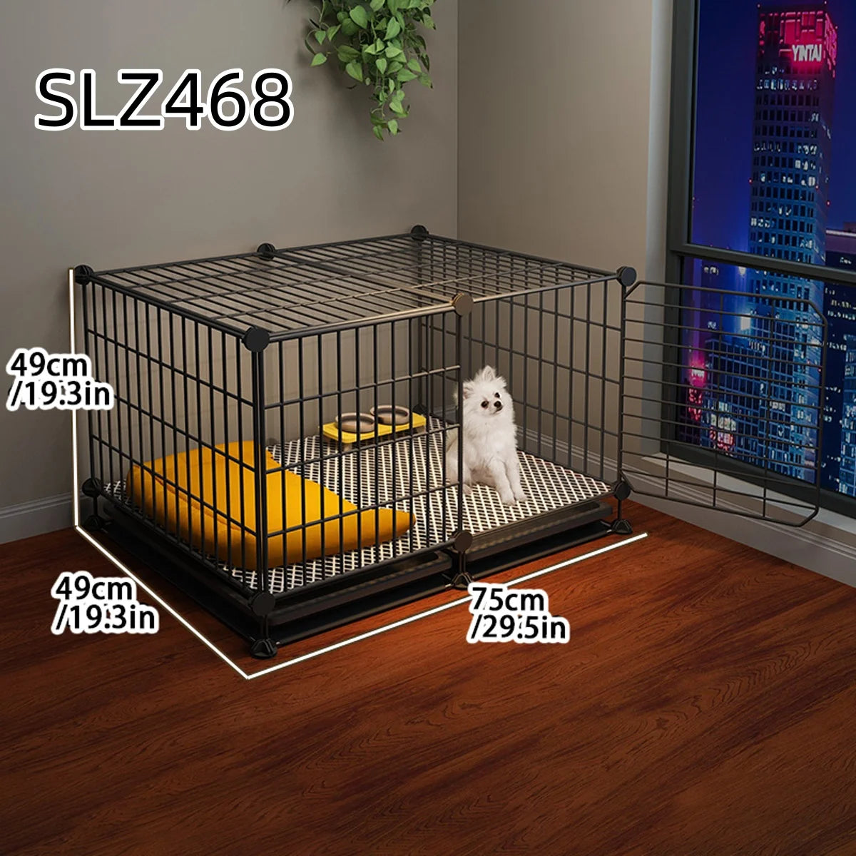 Dog Cage for Small Dogs Like Pomeranian, Teddy, Bichon, Pet Warm Winter Kennel for Medium-Sized Dogs with Separate Toilet Area