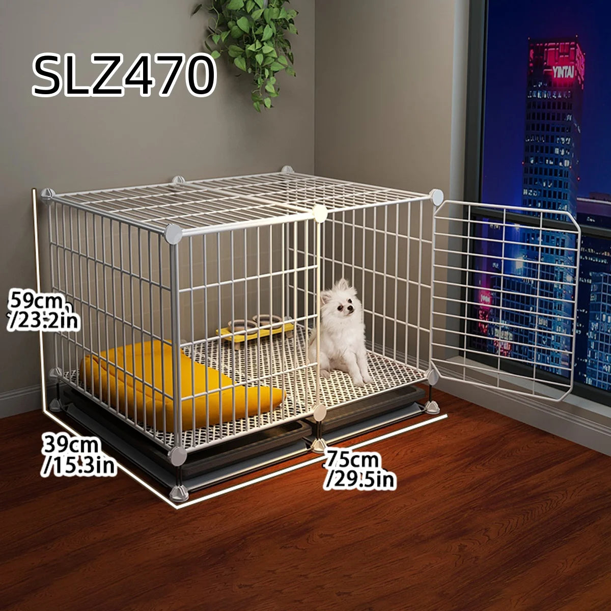 Dog Cage for Small Dogs Like Pomeranian, Teddy, Bichon, Pet Warm Winter Kennel for Medium-Sized Dogs with Separate Toilet Area